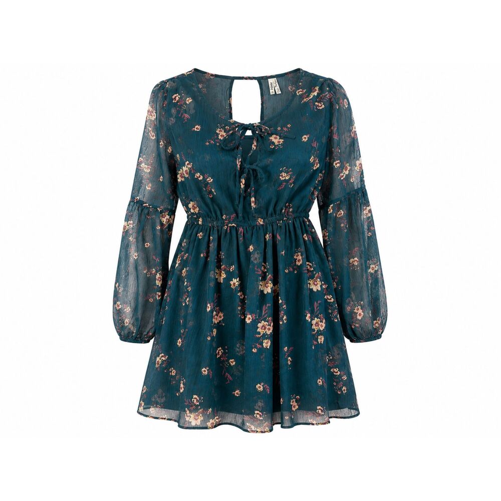 Mudd Women’s Medium Teal Floral Sheer Tunic Top Cami 2 Piece Boho